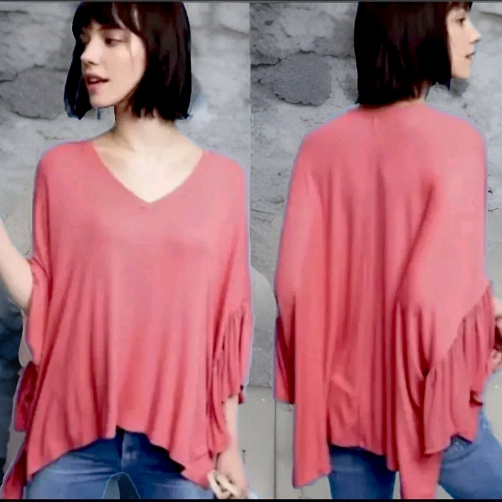 Akemi Kin Anthropologie Flutter Sleeve Ribbed Top